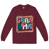 Burgundy 4th of July grandma with lightning bolt Long Sleeve Tee - FaDigitalArtStudio