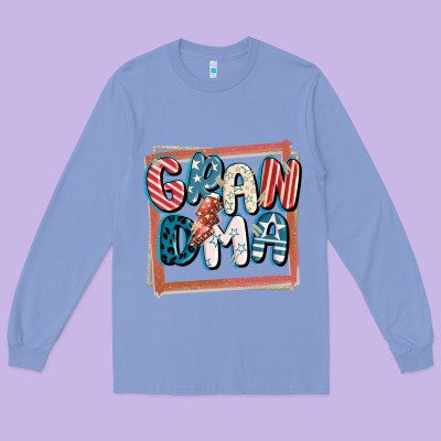 4th Of July Grandma With Lightning Bolt Long Sleeve Tee Designed By Fadigitalartstudio