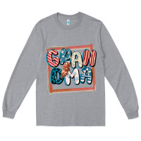 Heather Grey 4th of July grandma with lightning bolt Long Sleeve Tee - FaDigitalArtStudio