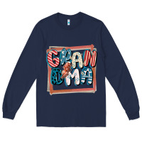 Navy 4th of July grandma with lightning bolt Long Sleeve Tee - FaDigitalArtStudio