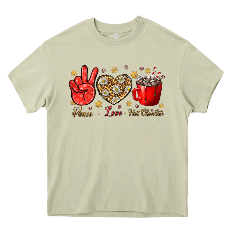 Peace Love Hot Chocolate Heavy Core Tee by NancyCooperArtShop | Teevron
