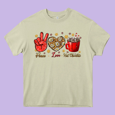 Peace Love Hot Chocolate Heavy Core Tee Designed By Nancycooperartshop