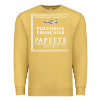 Antique Gold papeete tahiti passport stamp vacation travel t shirt Premium Sweatshirt - maiPhamDesign