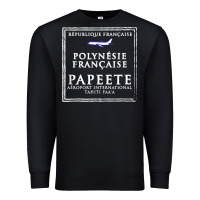 Black papeete tahiti passport stamp vacation travel t shirt Premium Sweatshirt - maiPhamDesign