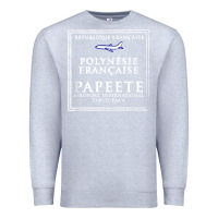 Heather Grey papeete tahiti passport stamp vacation travel t shirt Premium Sweatshirt - maiPhamDesign