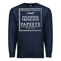 Navy papeete tahiti passport stamp vacation travel t shirt Premium Sweatshirt - maiPhamDesign