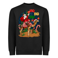 Black Christmas  camel with Santa Heavyweight Sweatshirt - BarkalooDesign