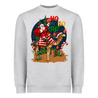 Heather Grey Christmas  camel with Santa Heavyweight Sweatshirt - BarkalooDesign