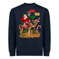 Navy Christmas  camel with Santa Heavyweight Sweatshirt - BarkalooDesign