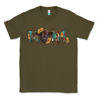 Army Green Western mini black highland calf Classic Tee - RanaPortraitStore