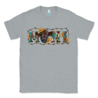 Heather Grey Western mini black highland calf Classic Tee - RanaPortraitStore