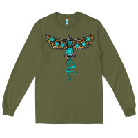 Army Green turquoise thunderbird Long Sleeve Tee - RanaPortraitStore