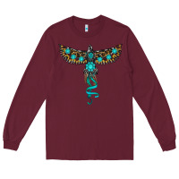 Burgundy turquoise thunderbird Long Sleeve Tee - RanaPortraitStore