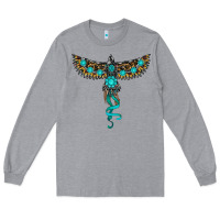 Heather Grey turquoise thunderbird Long Sleeve Tee - RanaPortraitStore