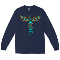 Navy turquoise thunderbird Long Sleeve Tee - RanaPortraitStore