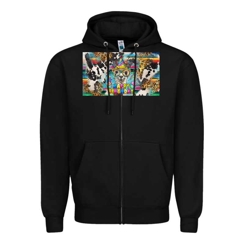 Happy Birthday Alpaca Blue Cup Zipper Hoodie by BarkalooDesign | Teevron