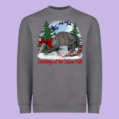 Greetings Of The Season Y'all With Armadillo Heavyweight Sweatshirt Designed By Barkaloodesign