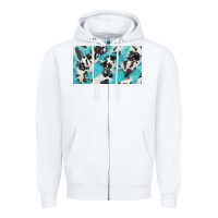 White cowhide glitter  cup Zipper Hoodie - BarkalooDesign