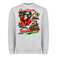 Heather Grey louisiana christmas with santa Heavyweight Sweatshirt - BarkalooDesign
