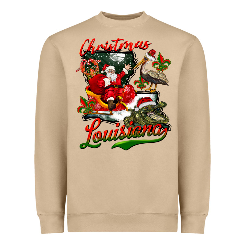 Louisiana Christmas With Santa Heavyweight Sweatshirt by BarkalooDesign | Teevron