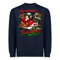 Navy louisiana christmas with santa Heavyweight Sweatshirt - BarkalooDesign