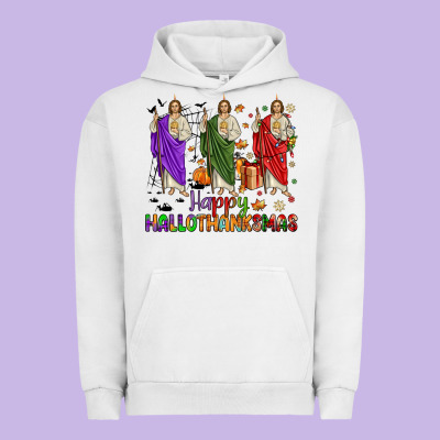 San Judas Happy  Hallothanksmas Urban Hoodie Designed By Jahusdesignshop