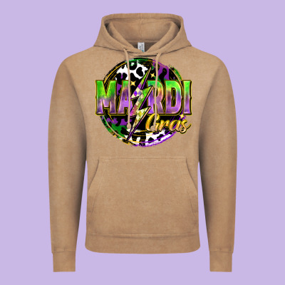Mardi Gras Lightning Vintage Hoodie Designed By Fadigitalartstudio