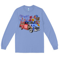 Colony Blue Western Truck Fourth Of July America Long Sleeve Tee - FaDigitalArtStudio