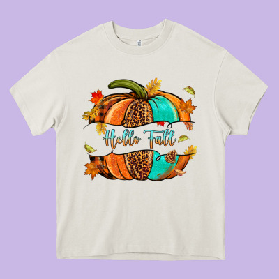 Pumpkin Hello Fall Heavy Core Tee Designed By Nancycooperartshop