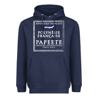 Navy papeete tahiti passport stamp vacation travel t shirt Heavyweight Hoodie - maiPhamDesign