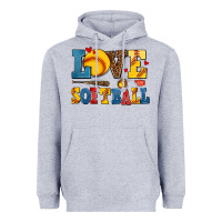 Heather Grey love softball Heavyweight Hoodie - AdoDesignShop