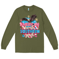 Army Green American heart southern soul 4th of july Long Sleeve Tee - FaDigitalArtStudio