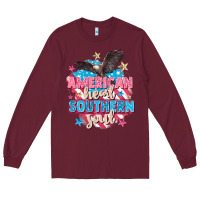 Burgundy American heart southern soul 4th of july Long Sleeve Tee - FaDigitalArtStudio
