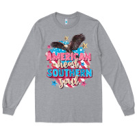 Heather Grey American heart southern soul 4th of july Long Sleeve Tee - FaDigitalArtStudio