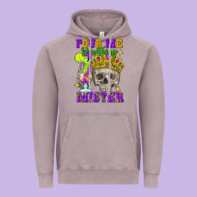 Skull Pour Me Something Mister Vintage Hoodie Designed By Fadigitalartstudio