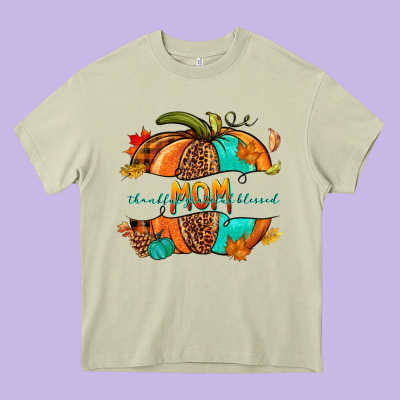 Thankful Grateful Blessed Mom Pumpkin Heavy Core Tee Designed By Nancycooperartshop