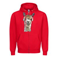Red alpaca Zipper Hoodie - BarkalooDesign