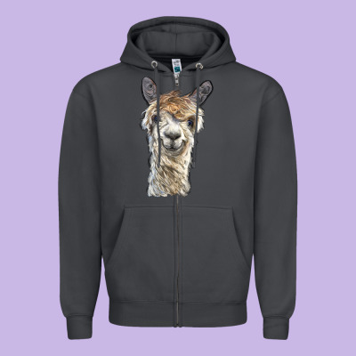 Alpaca Zipper Hoodie Designed By Barkaloodesign