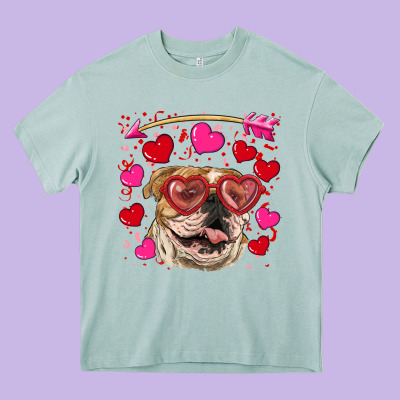 Valentine's Day  Brown English Bulldog Heavy Core Tee Designed By Ranaportraitstore