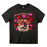 Asphalt valentine's day  brown english bulldog Heavy Core Tee - RanaPortraitStore