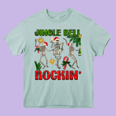 Jingle Bell Rockin' Heavy Core Tee Designed By Nancycooperartshop