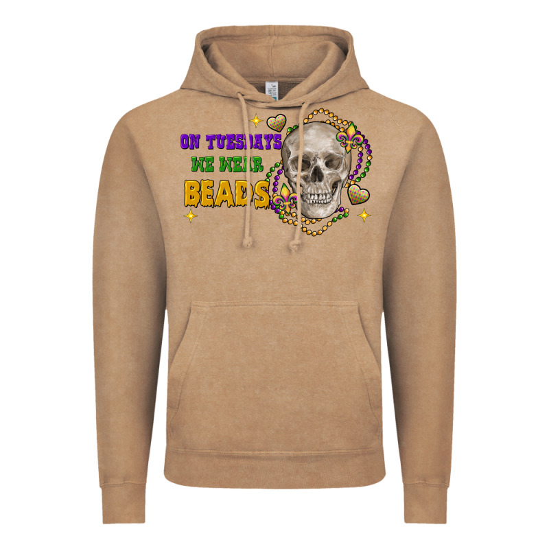 On Tuesdays We Wear Beads Skull Vintage Hoodie by FaDigitalArtStudio | Teevron