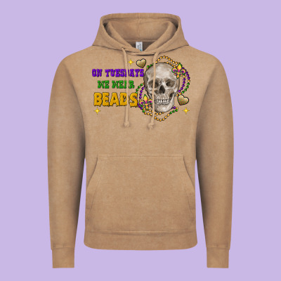 On Tuesdays We Wear Beads Skull Vintage Hoodie Designed By Fadigitalartstudio