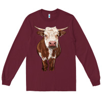 Burgundy hereford cow Long Sleeve Tee - RanaPortraitStore