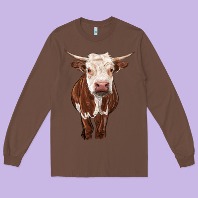 Hereford Cow Long Sleeve Tee Designed By Ranaportraitstore
