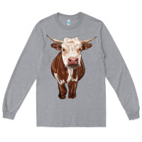 Heather Grey hereford cow Long Sleeve Tee - RanaPortraitStore