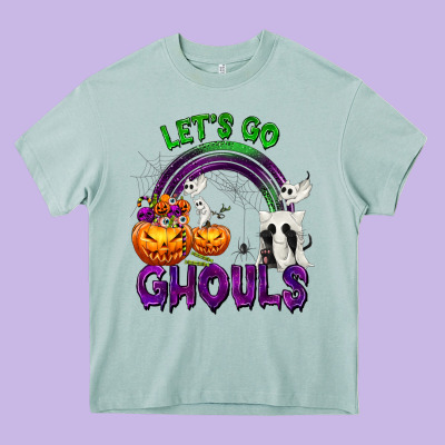 Let's Go Ghouls Heavy Core Tee Designed By Texasbilliewilder