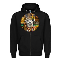 Black western alpaca Zipper Hoodie - BarkalooDesign