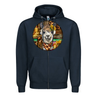 Navy western alpaca Zipper Hoodie - BarkalooDesign