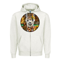 Oatmeal Heather western alpaca Zipper Hoodie - BarkalooDesign
